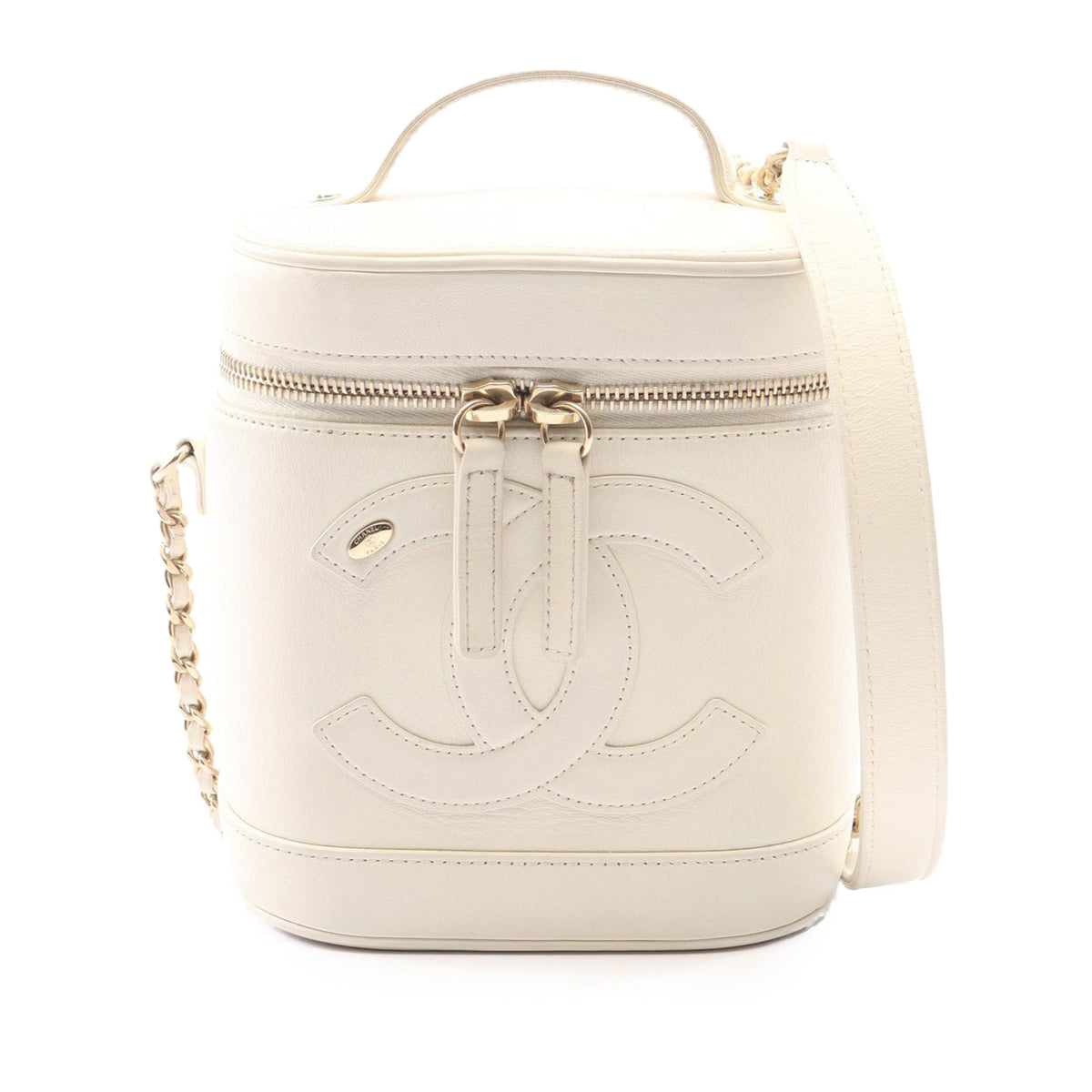 Chanel Lambskin CC Mania Vanity Case — White