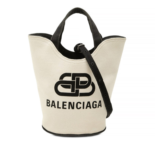 Balenciaga Canvas Wave Bucket Bag XS — White