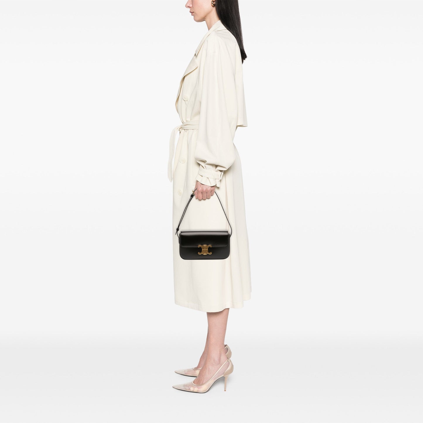 Celine Shiny Calfskin Triomphe Claude Shoulder Bag