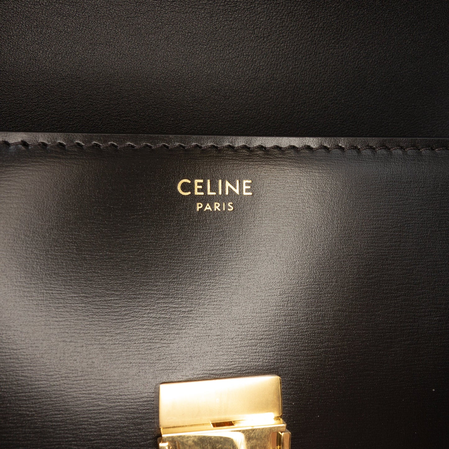 Celine Shiny Calfskin Triomphe Claude Shoulder Bag