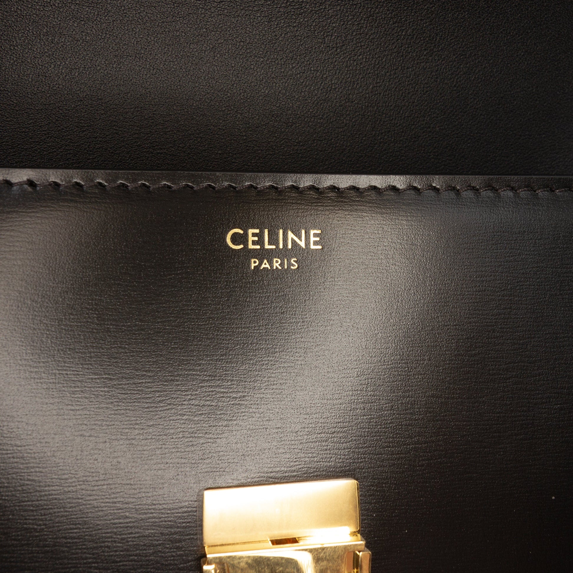 Celine Shiny Calfskin Triomphe Claude Shoulder Bag