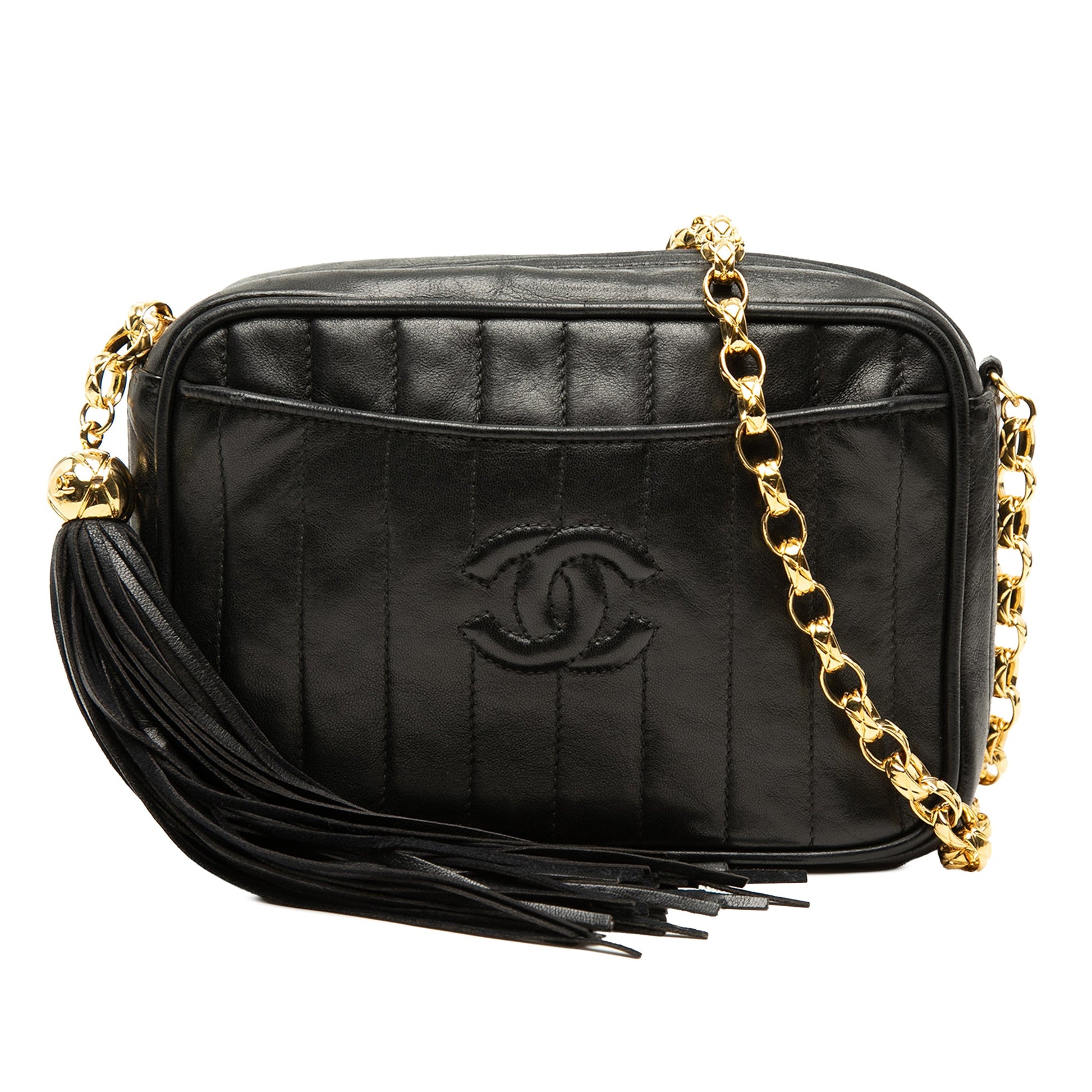 Chanel CC Vertical Quilted Lambskin Tassel Camera Bag