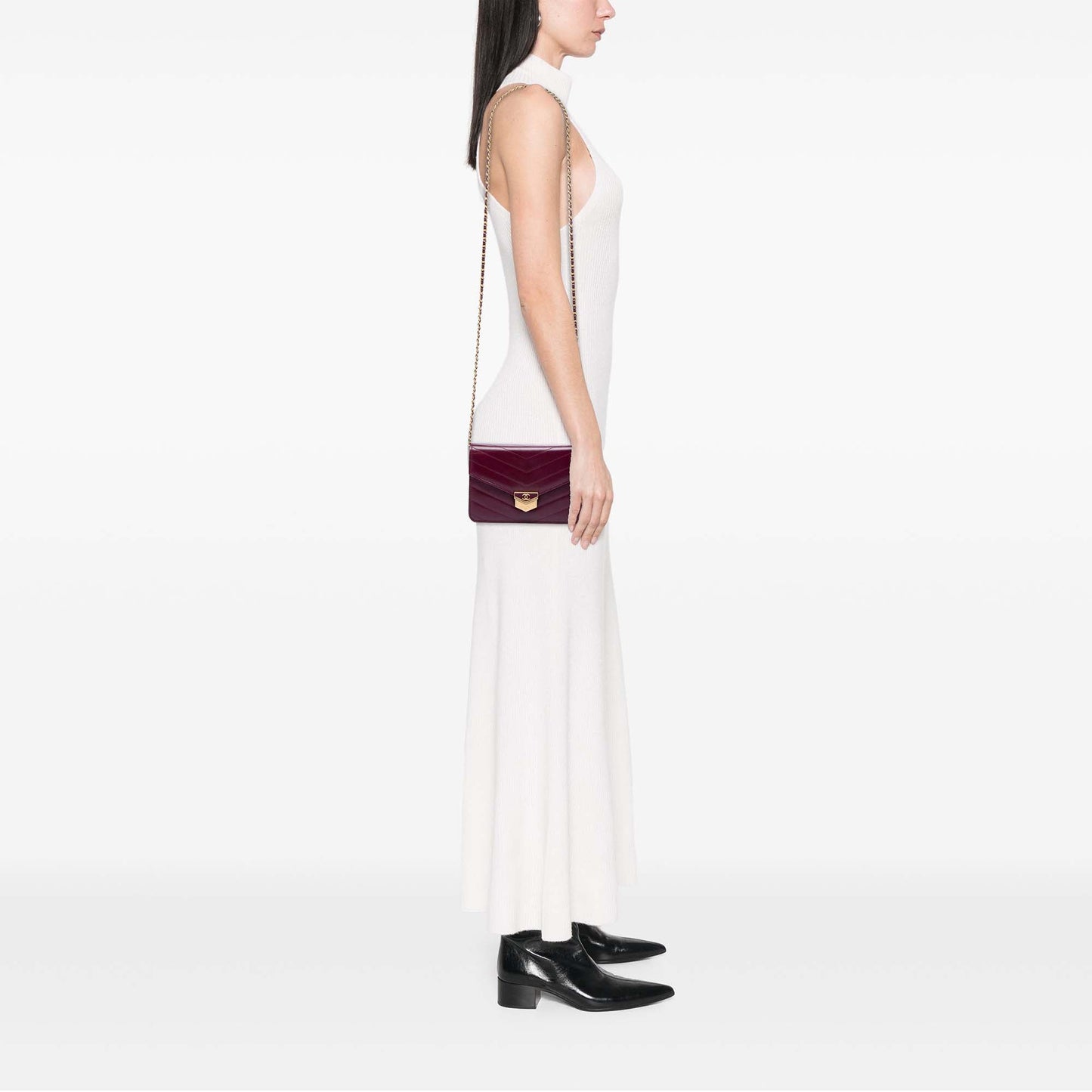 Chanel Chevron Calfskin Medal Wallet On Chain