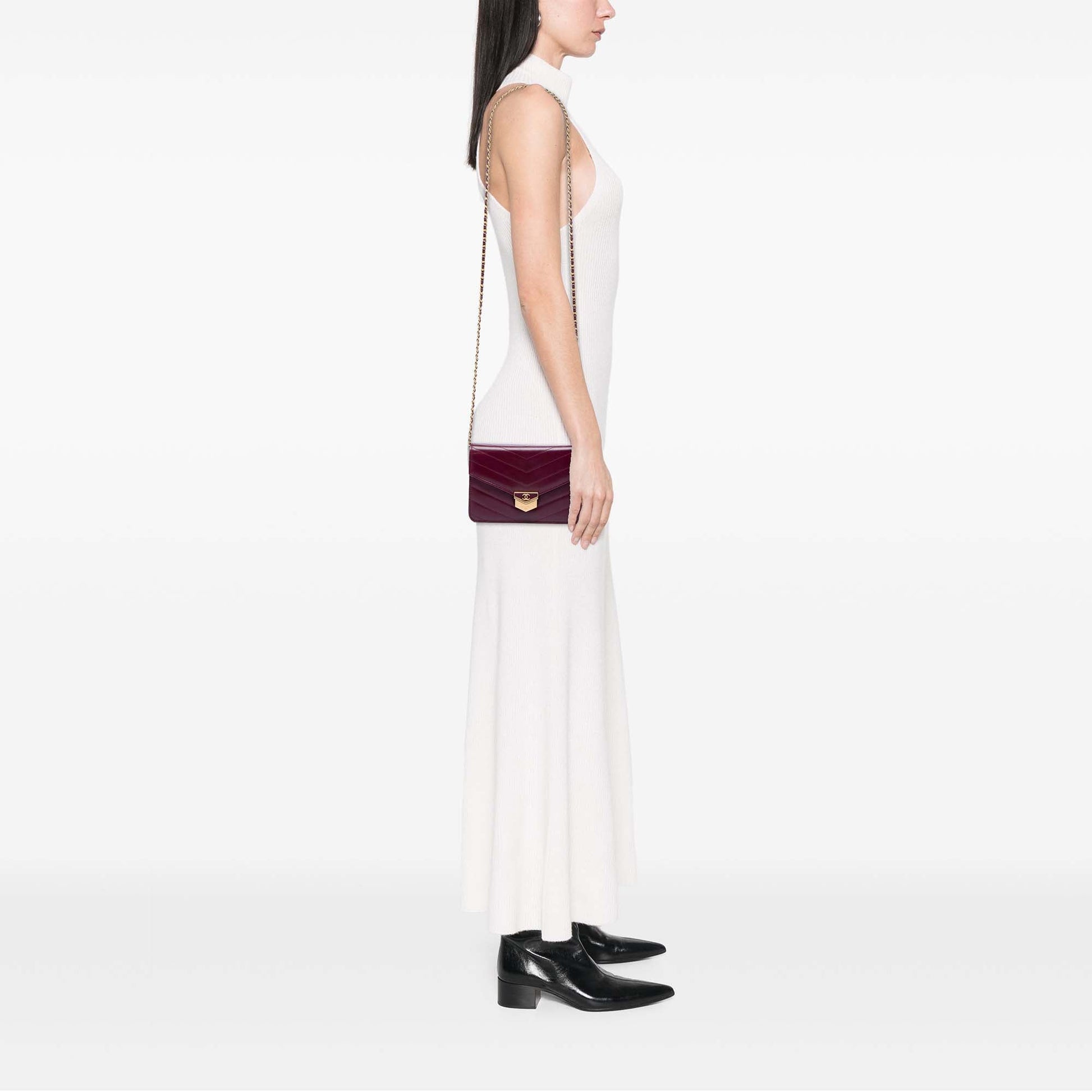 Chanel Chevron Calfskin Medal Wallet On Chain