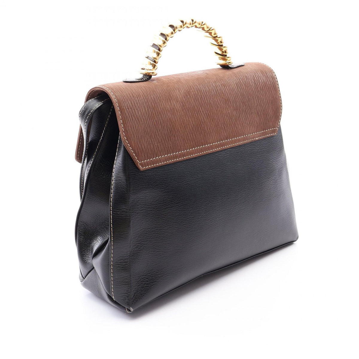 LOEWE Bicolor Leather Velazquez Twist Top Handle Bag — Black