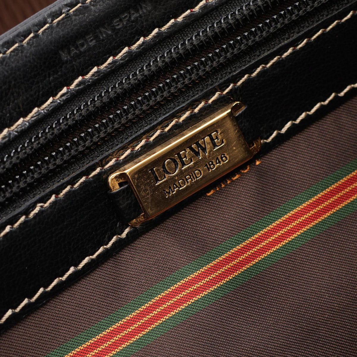 LOEWE Bicolor Leather Velazquez Twist Top Handle Bag — Black