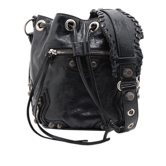 Balenciaga Lambskin Le Cagole Bucket Bag XS — Black