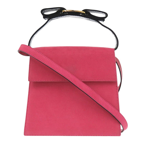 Ferragamo Suede Vara Bow Top Handle Bag
