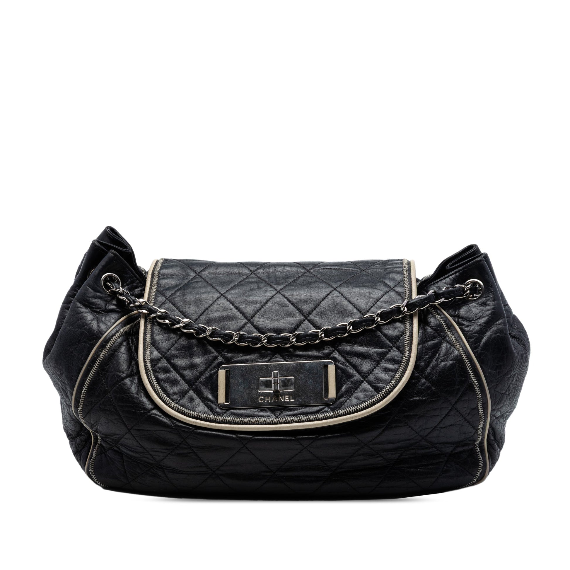 Chanel Quilted Lambskin East West Mademoiselle Accordion Flap