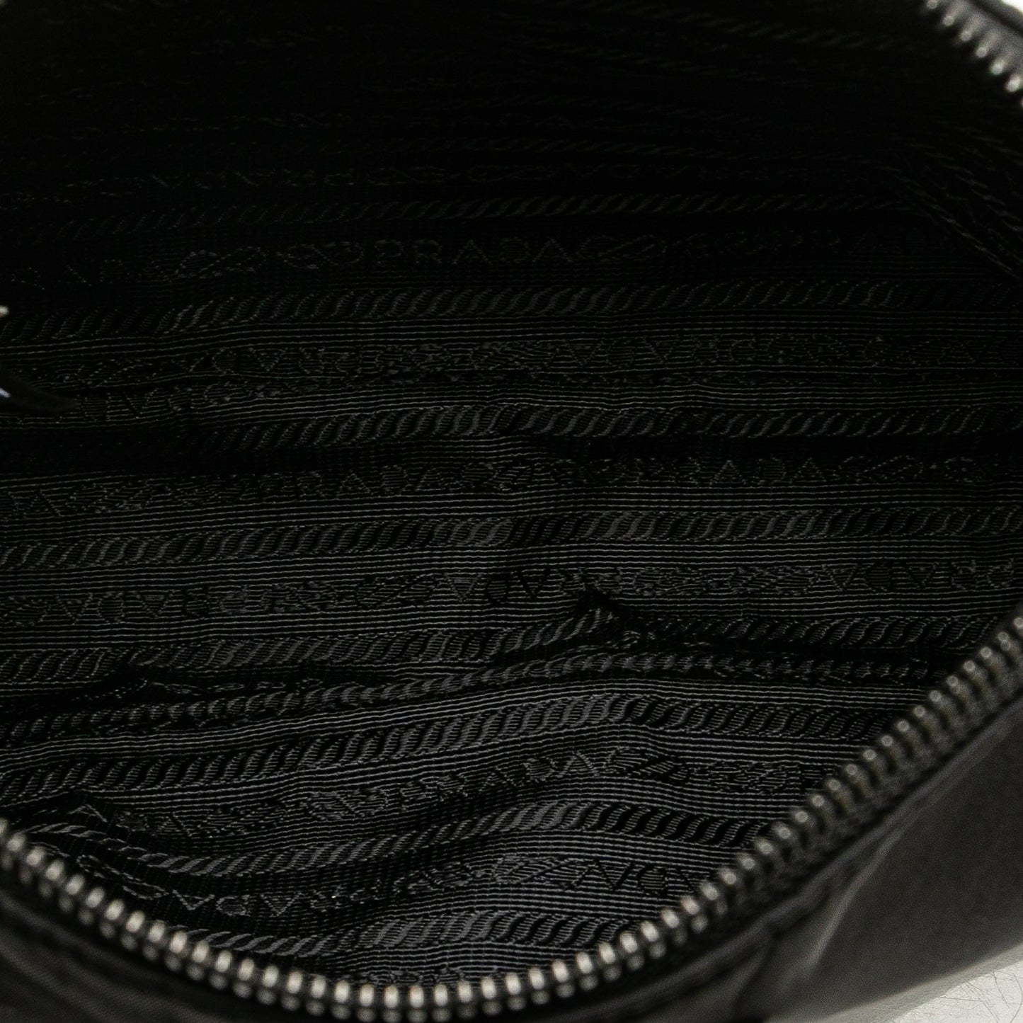 Prada Saffiano Trimmed Re Nylon Zip Top Crossbody