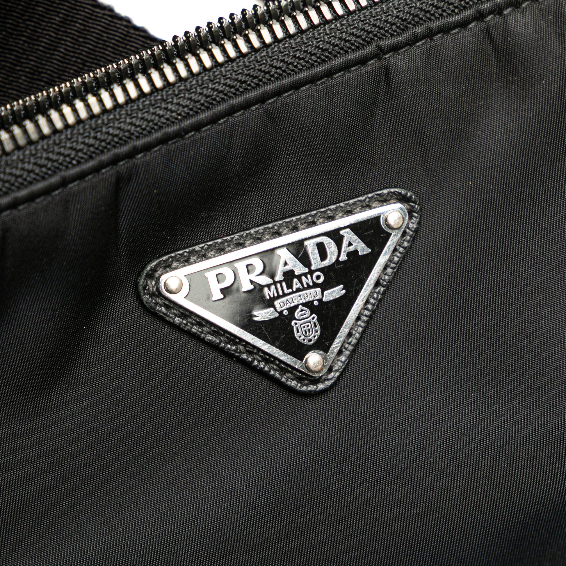 Prada Saffiano Trimmed Re Nylon Zip Top Crossbody