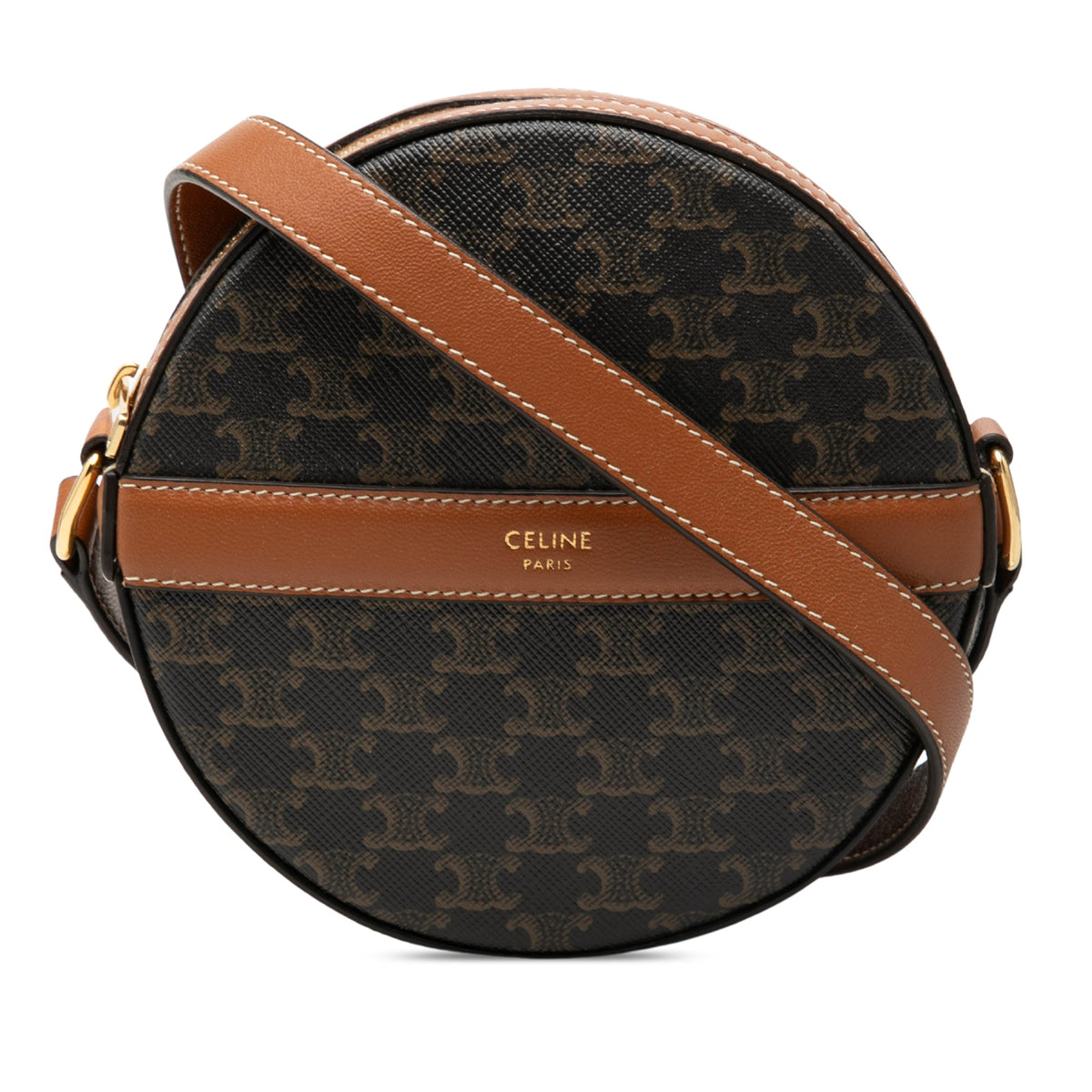 Celine Triomphe Coated Canvas Round Purse on Strap