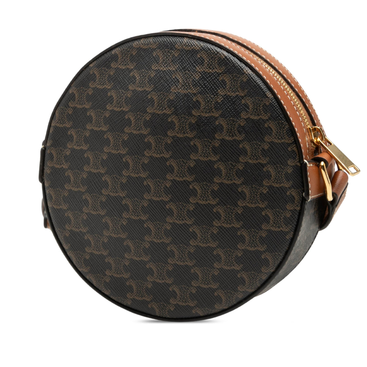 Celine Triomphe Coated Canvas Round Purse on Strap