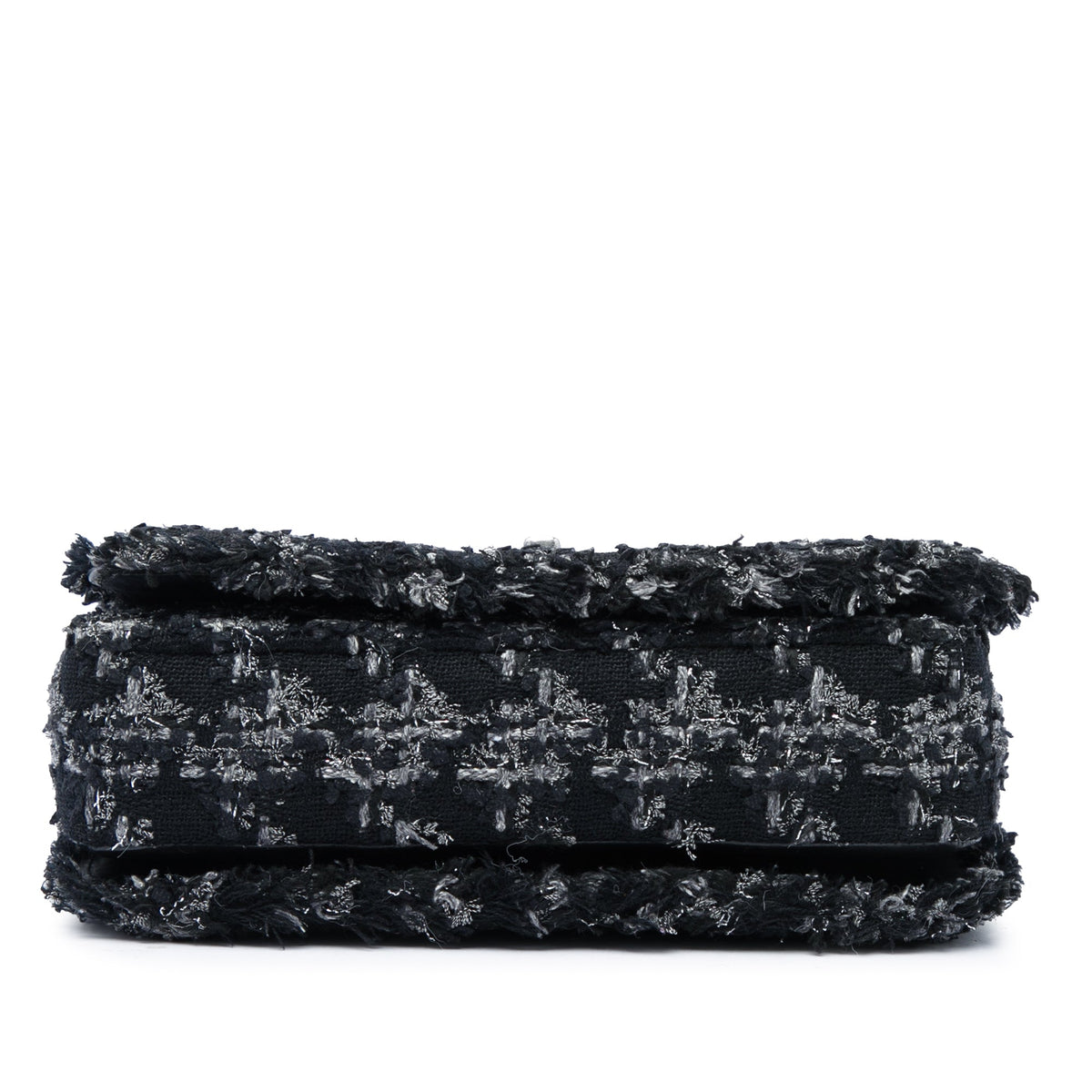 Chanel Medium CC Shearling and Tweed Chain Flap — Black