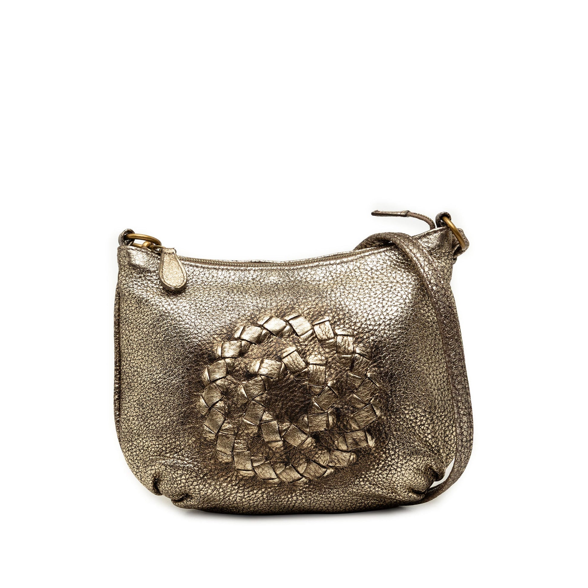 Bottega Veneta Metallic Intrecciato Trimmed Cervo Deerskin Illusion Shoulder Bag