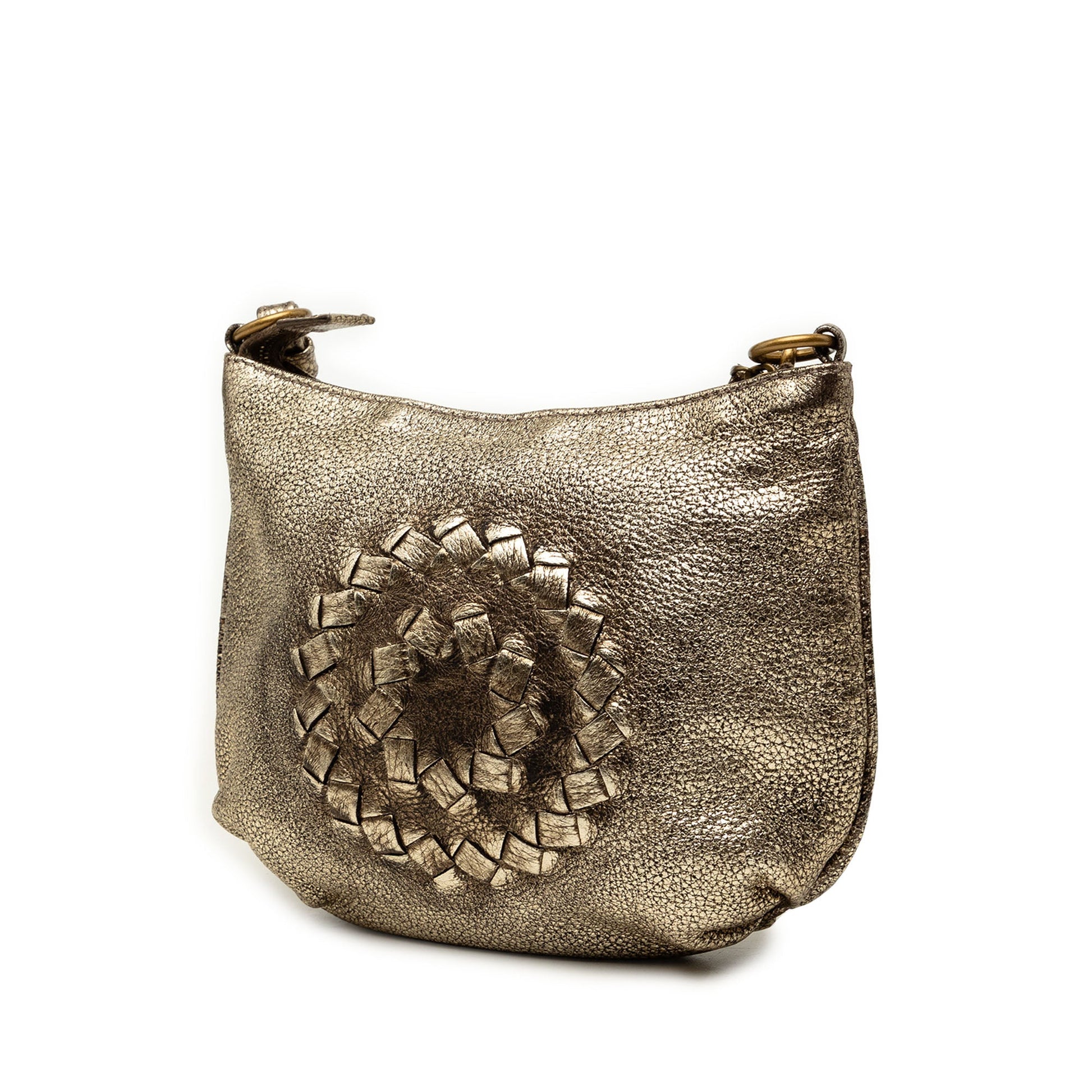Bottega Veneta Metallic Intrecciato Trimmed Cervo Deerskin Illusion Shoulder Bag