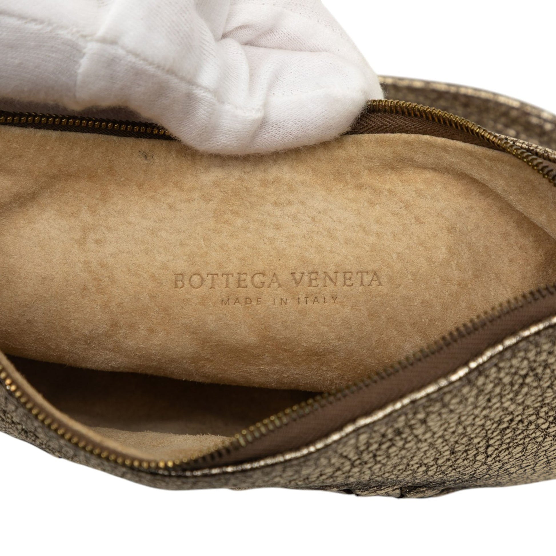 Bottega Veneta Metallic Intrecciato Trimmed Cervo Deerskin Illusion Shoulder Bag