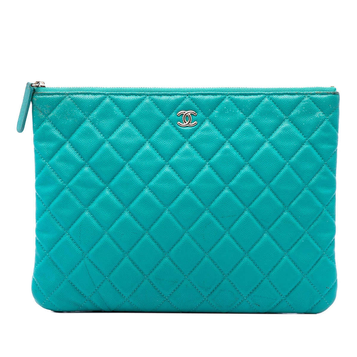 Chanel Medium Quilted Caviar O Case Clutch — Blue