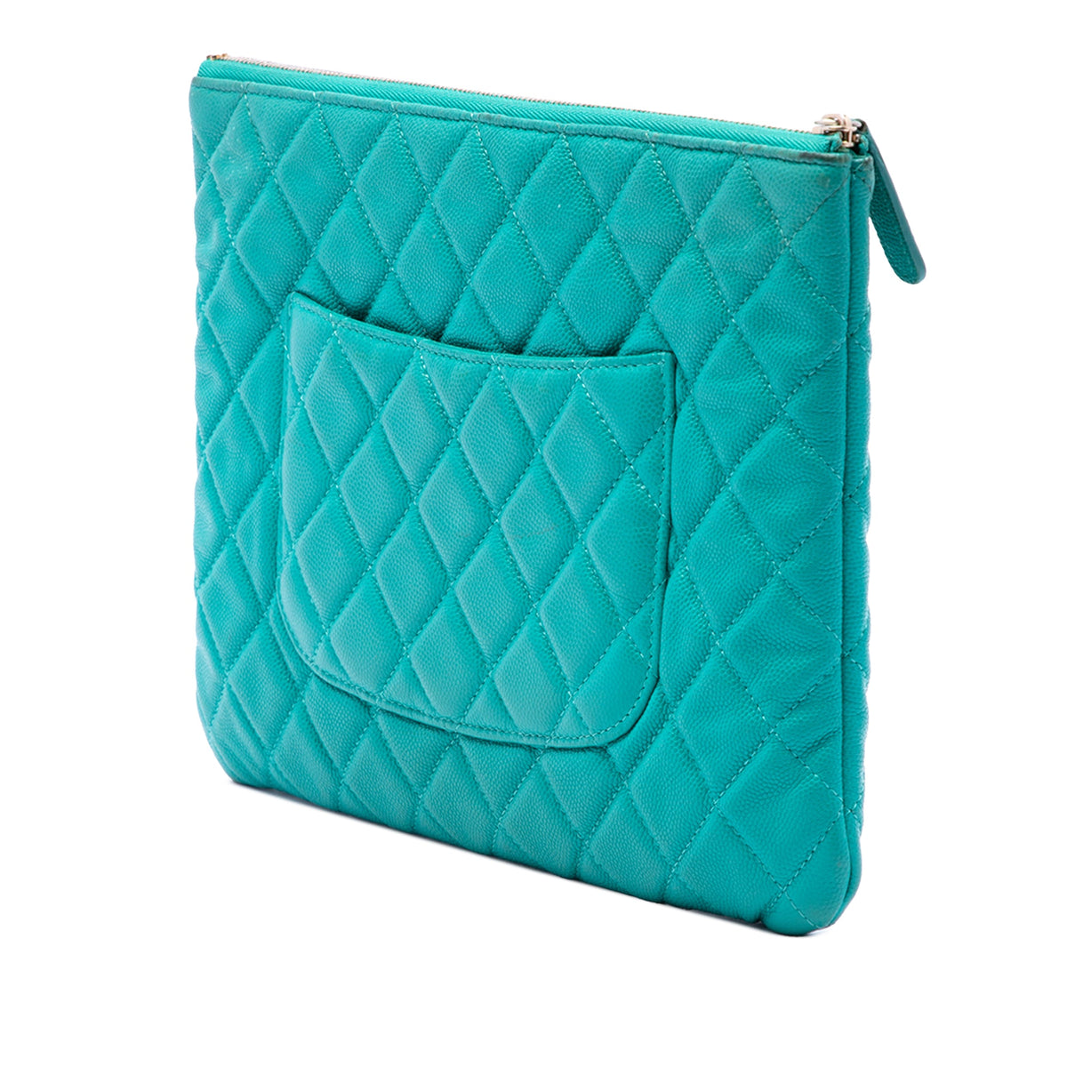 Chanel Medium Quilted Caviar O Case Clutch — Blue