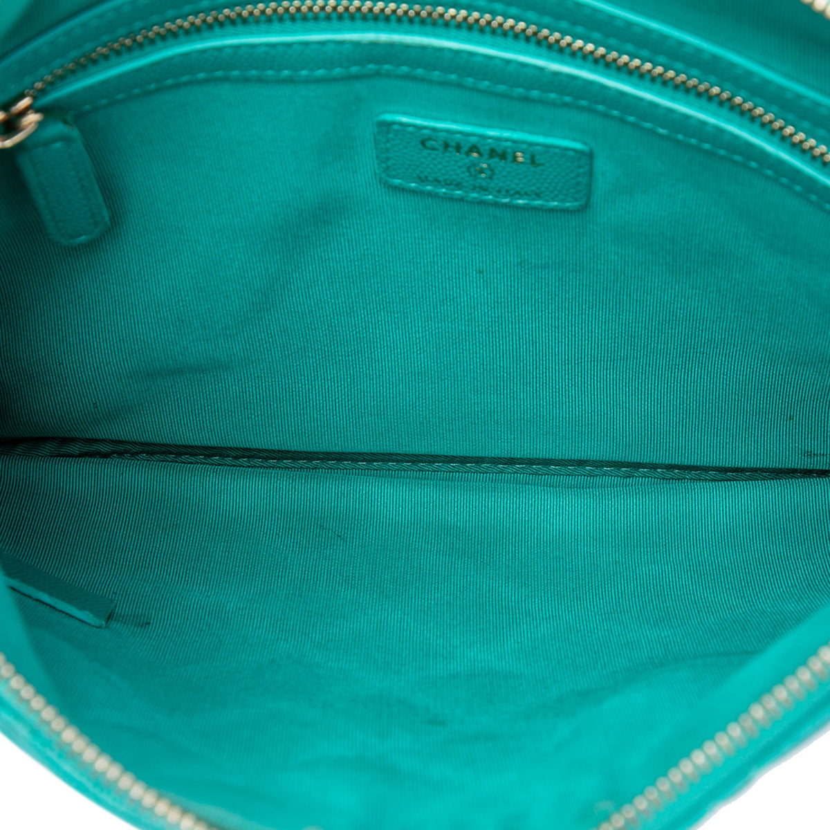 Chanel Medium Quilted Caviar O Case Clutch — Blue