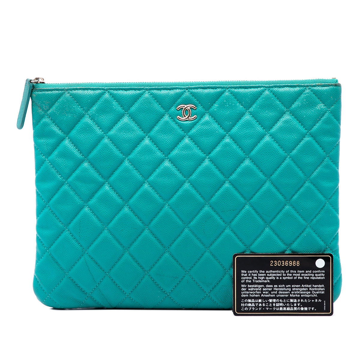 Chanel Medium Quilted Caviar O Case Clutch — Blue