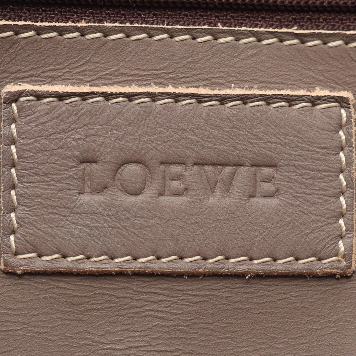 LOEWE Leather Perforated Anagram Tote — Beige