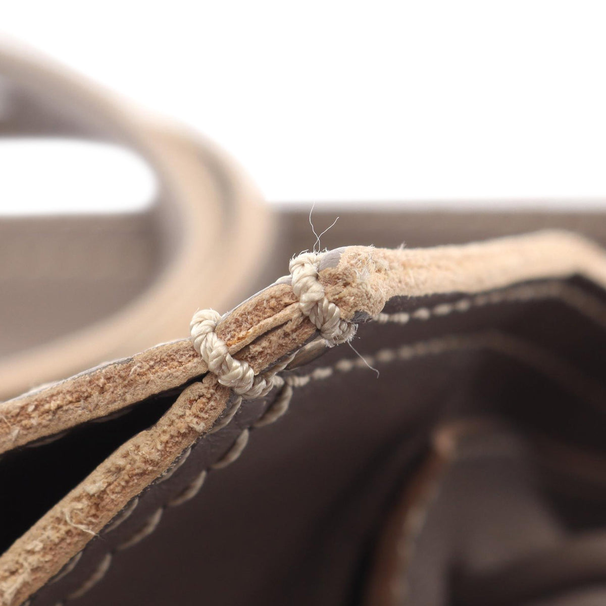 LOEWE Leather Perforated Anagram Tote — Beige