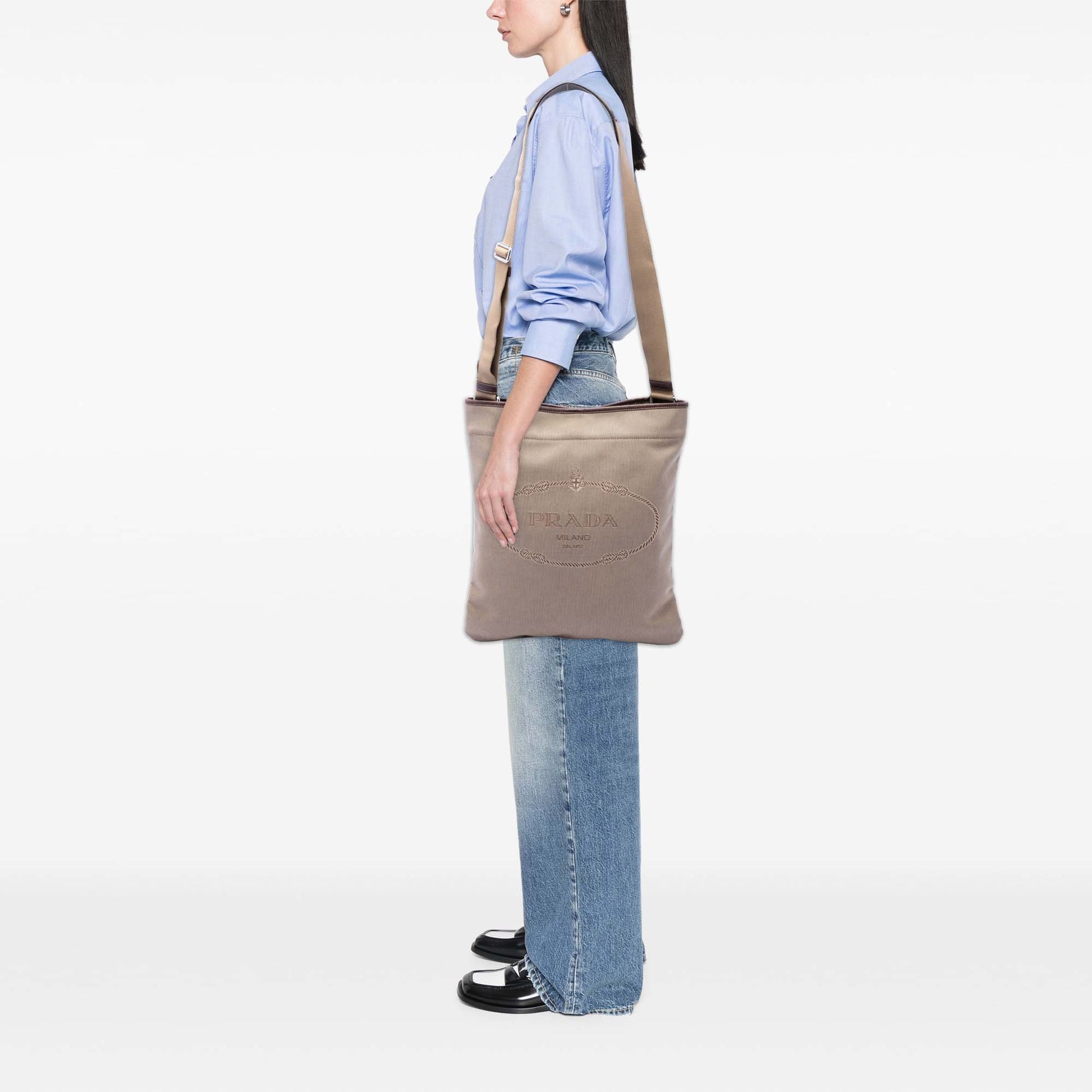 Prada Canvas Canapa Logo Messenger Bag