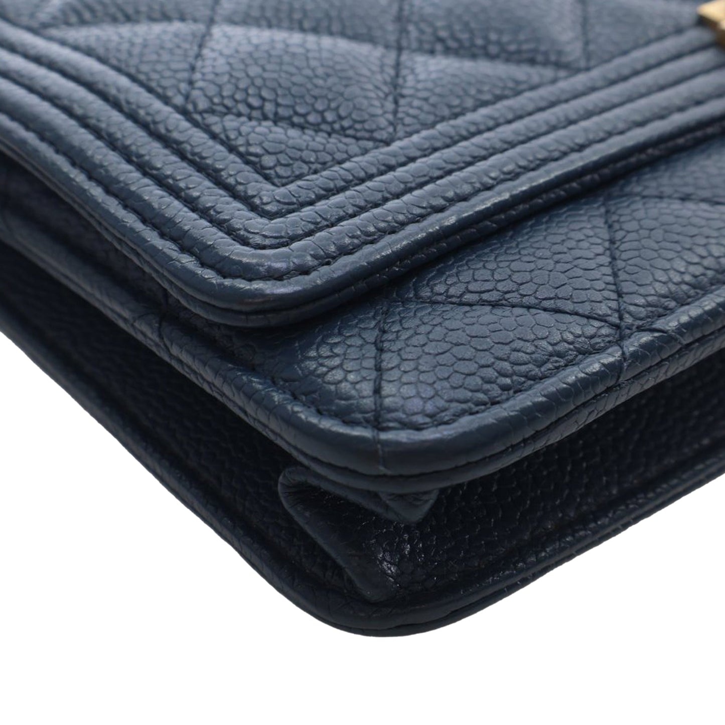 Chanel Quilted Caviar Boy Wallet on Chain