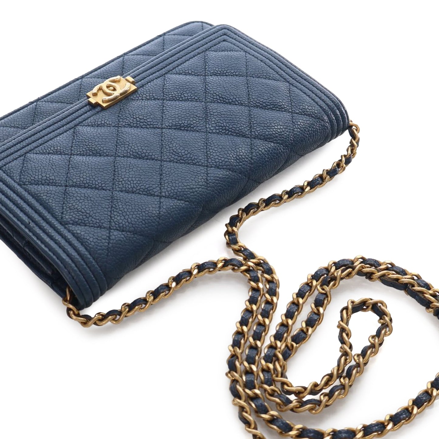 Chanel Quilted Caviar Boy Wallet on Chain