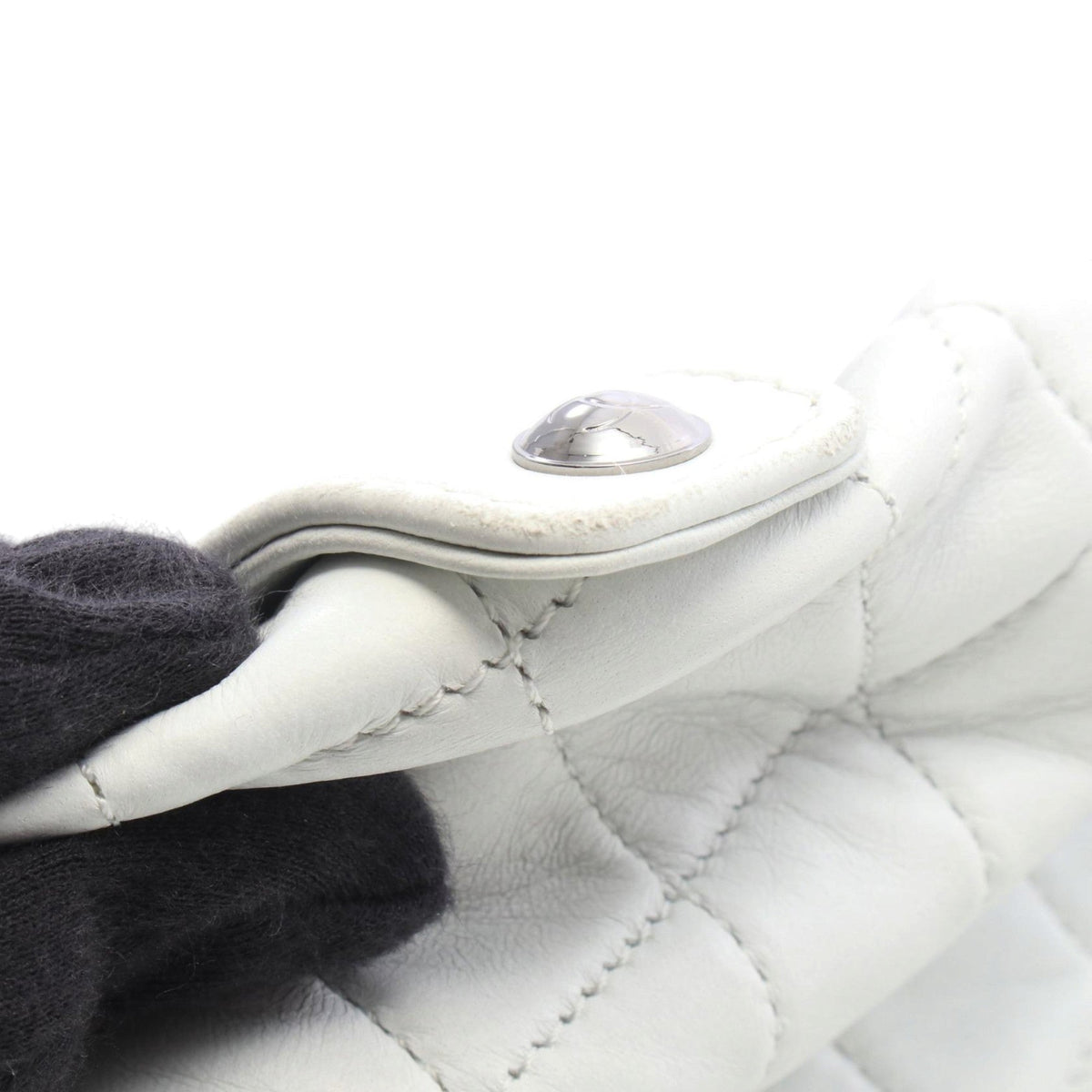 Chanel Large Quilted Lambskin Chain Mail Hobo — White