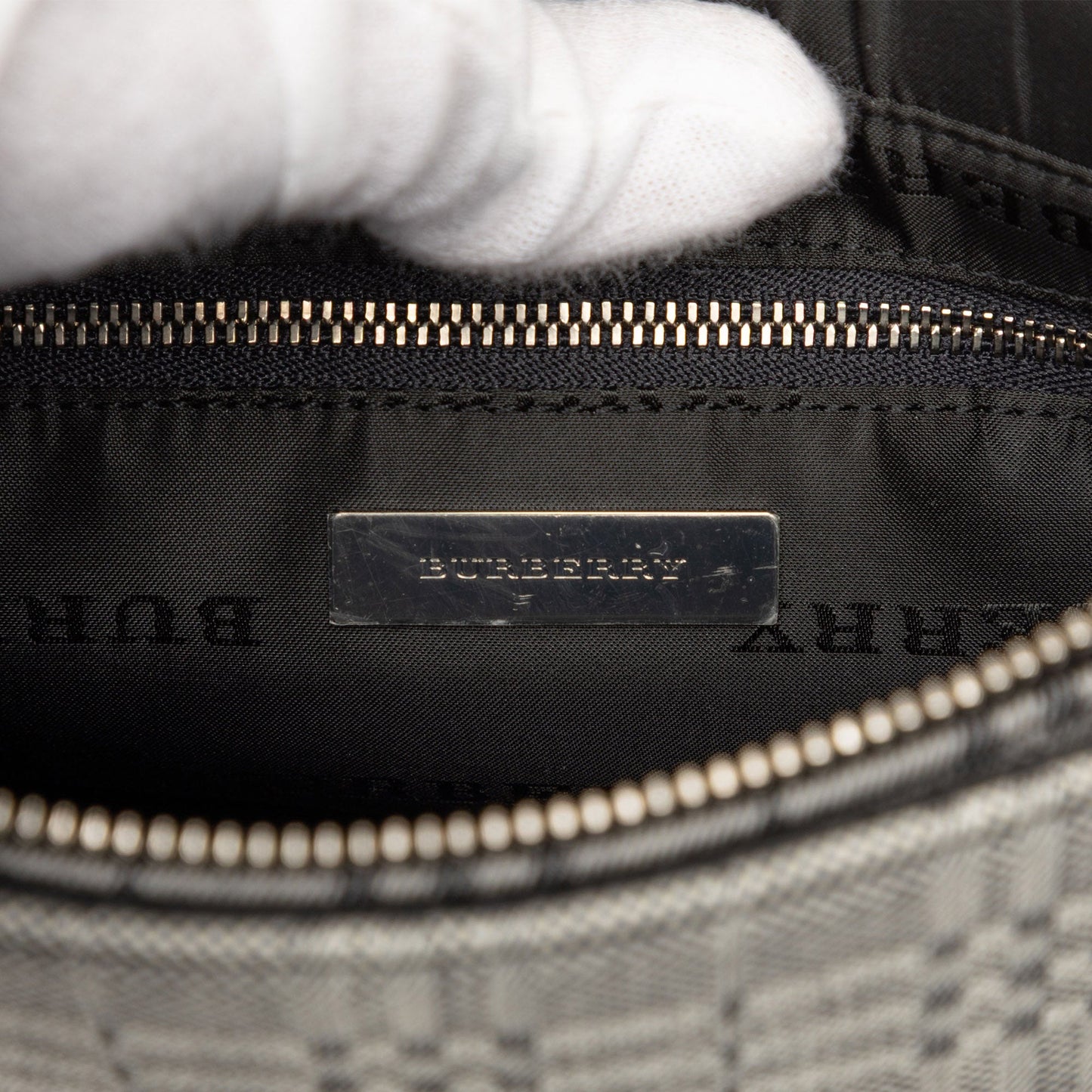 Burberry Tonal Check Canvas Shoulder Bag