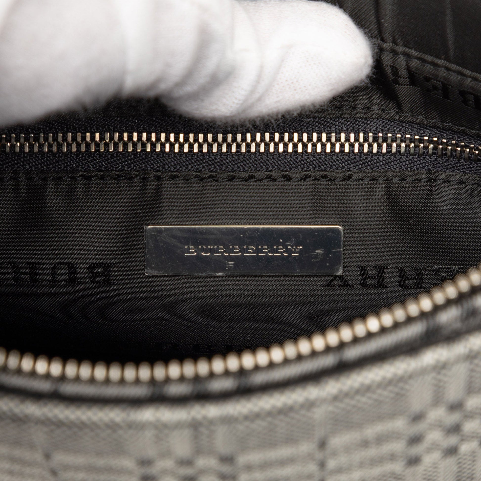 Burberry Tonal Check Canvas Shoulder Bag