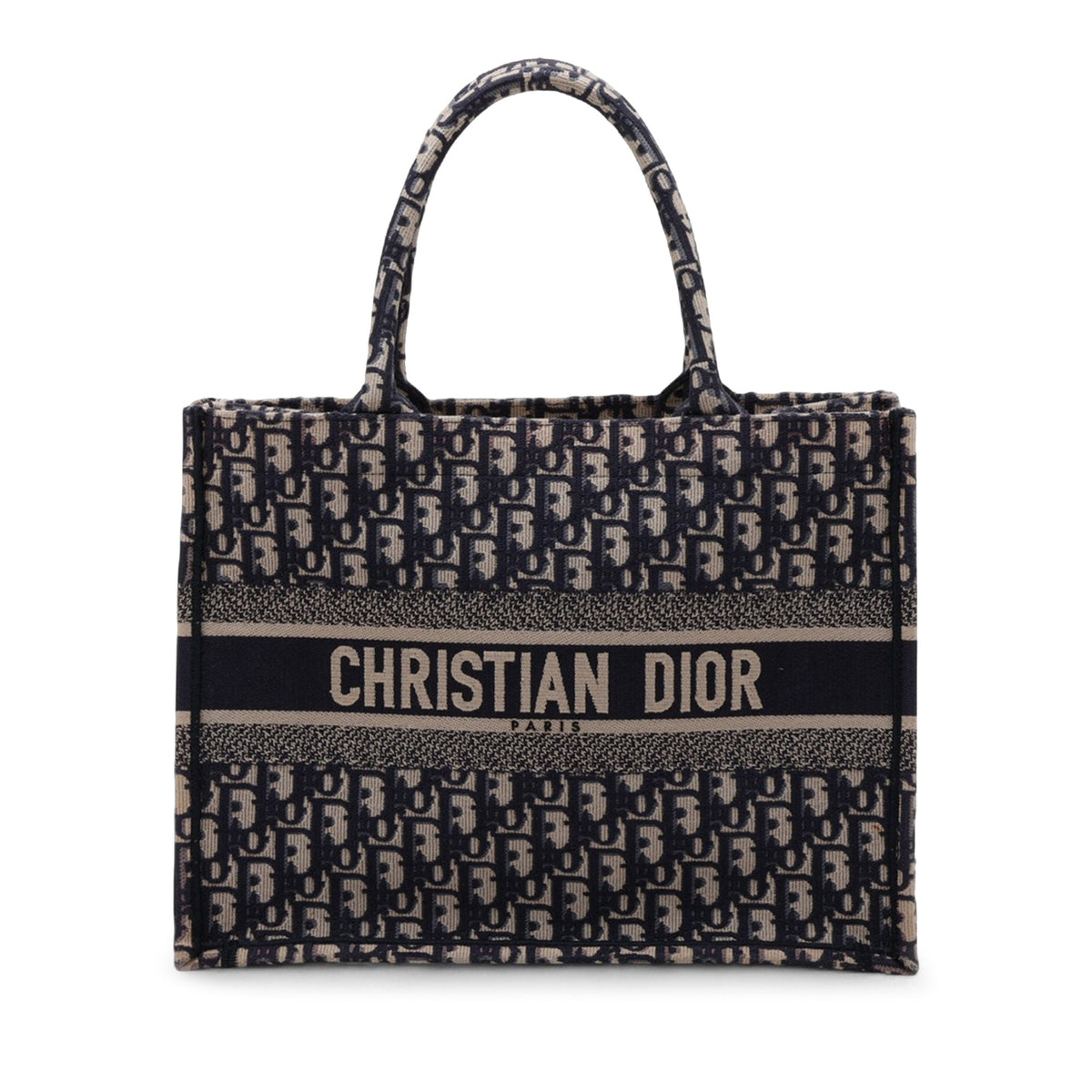 Dior Medium Oblique Embroidered Canvas Book Tote — Blue