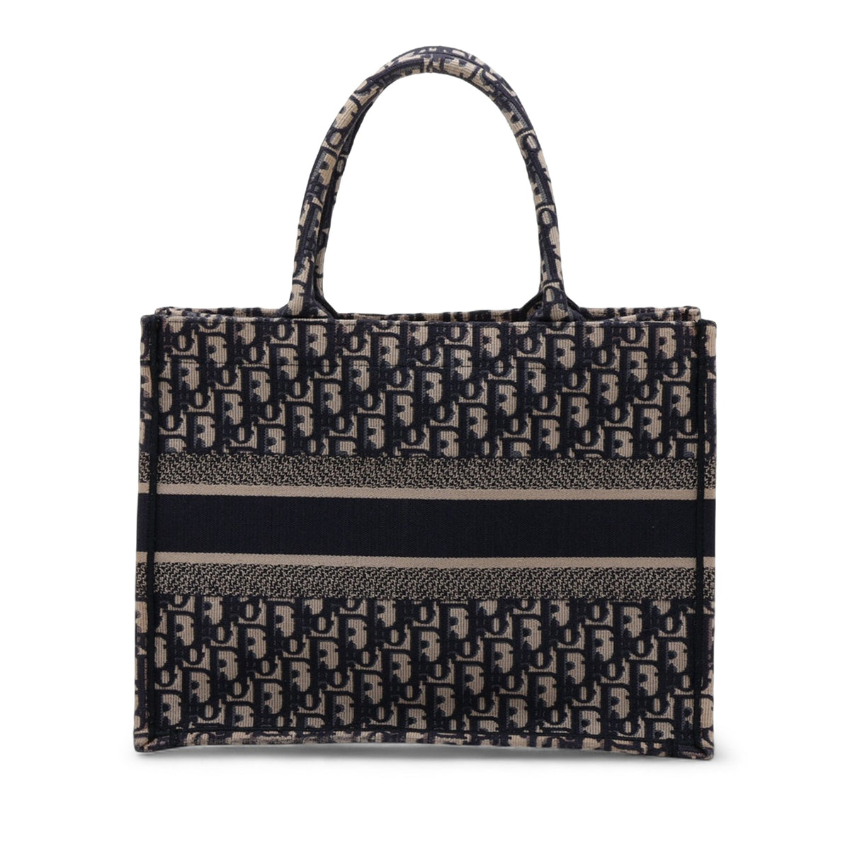 Dior Medium Oblique Embroidered Canvas Book Tote — Blue