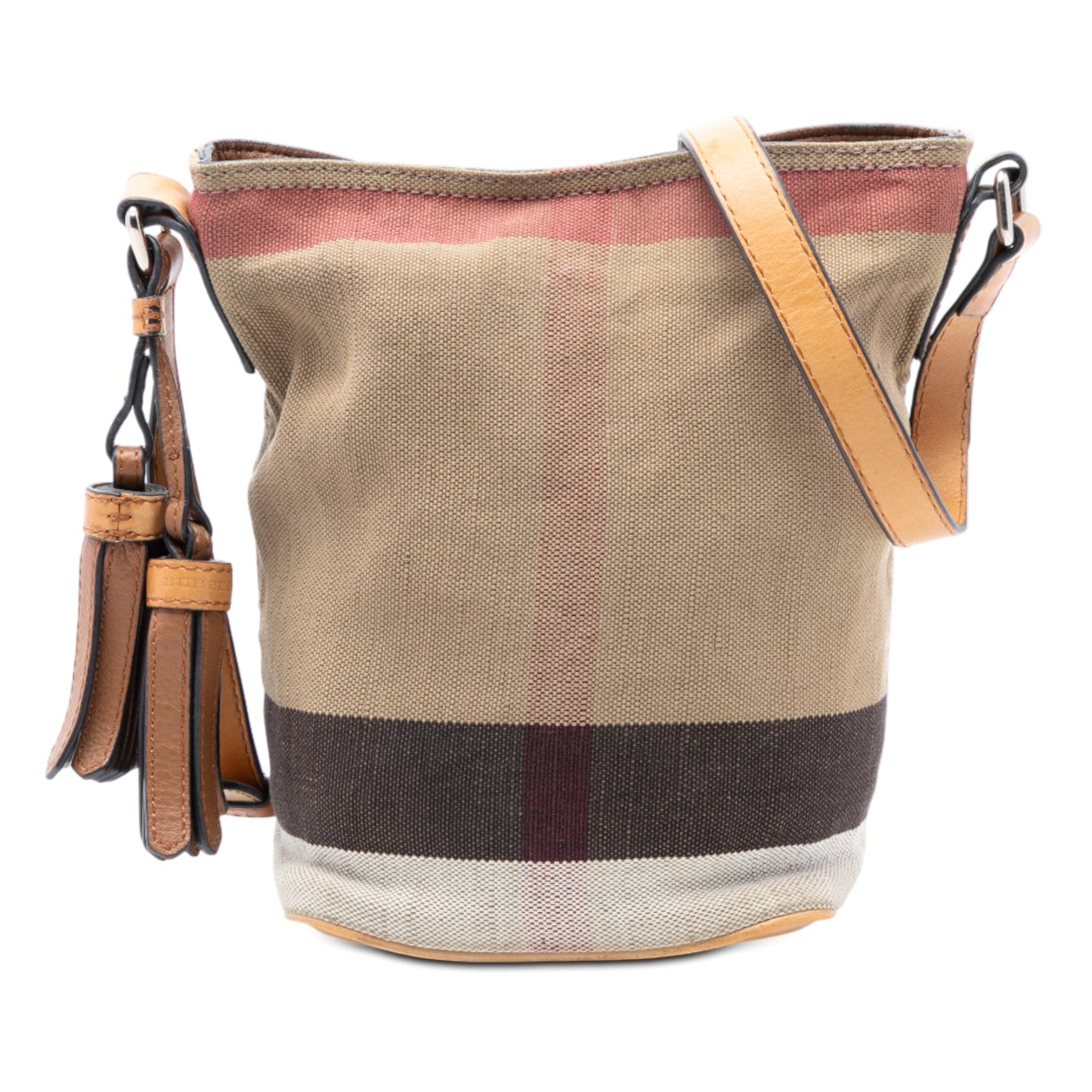 Burberry Mini Mega Check Canvas Ashby Tassel Bucket Bag