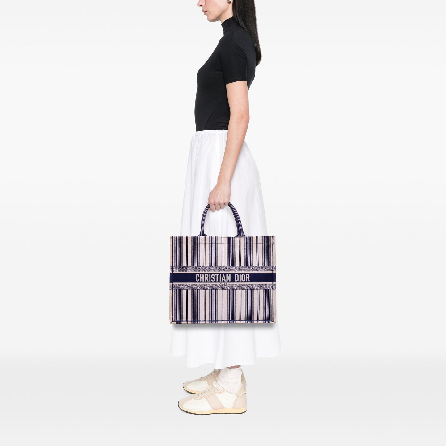 Dior Large Canvas Striped Book Tote