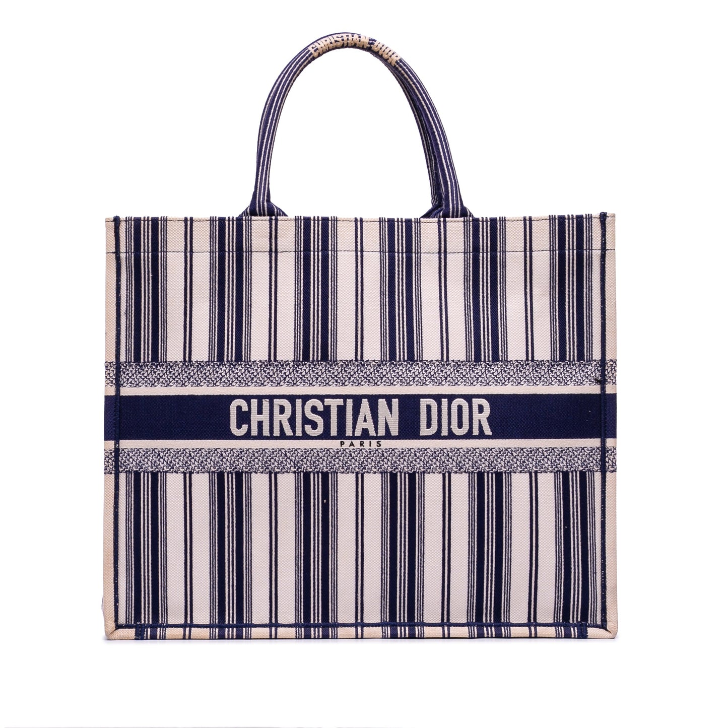 Dior Large Canvas Striped Book Tote