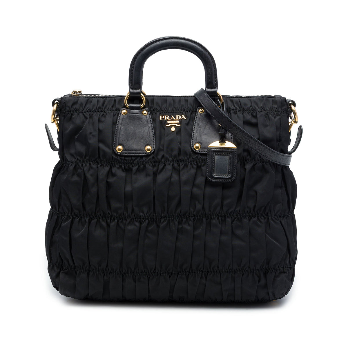 Prada Tessuto Gaufre Satchel — Black