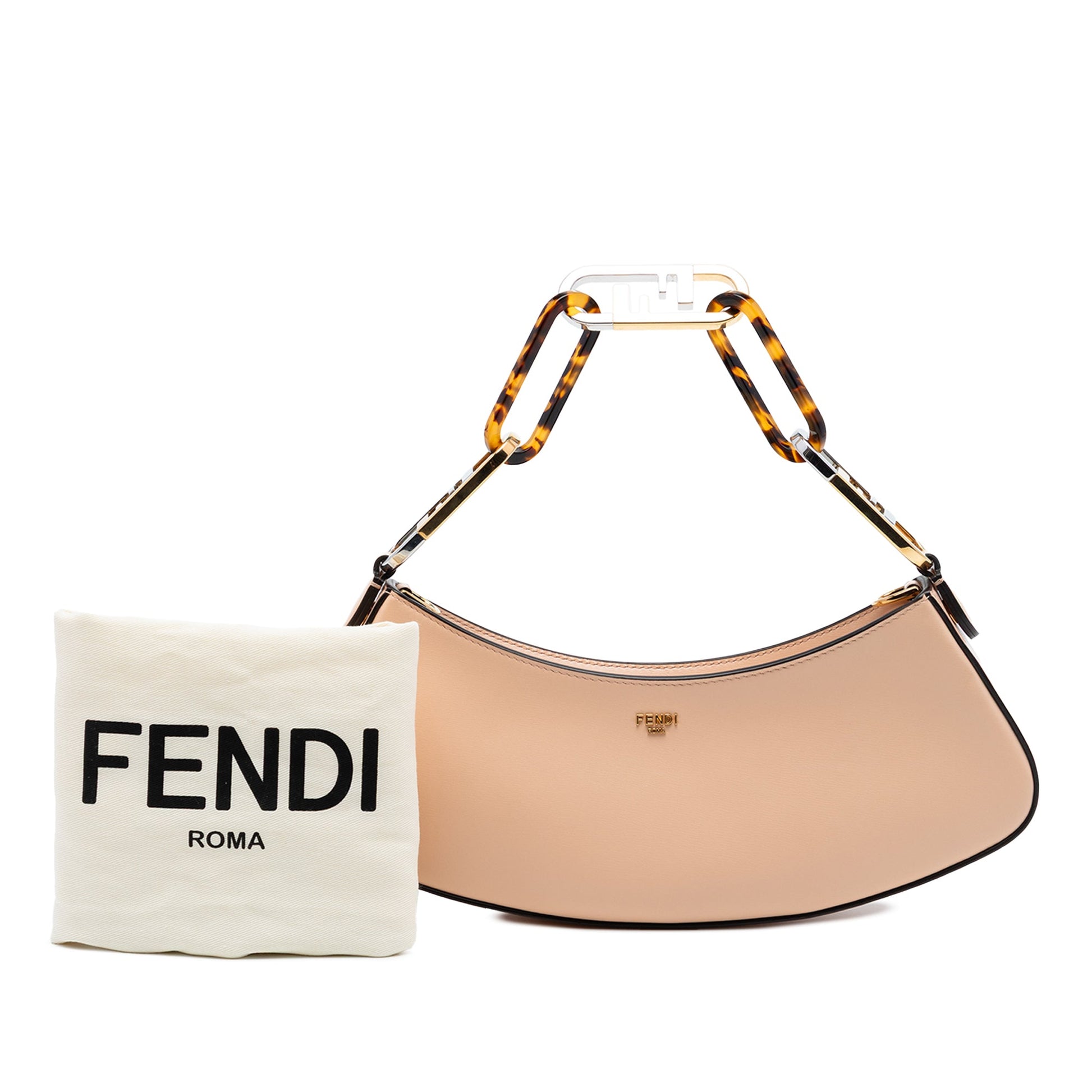 Fendi Leather O Lock Swing Satchel