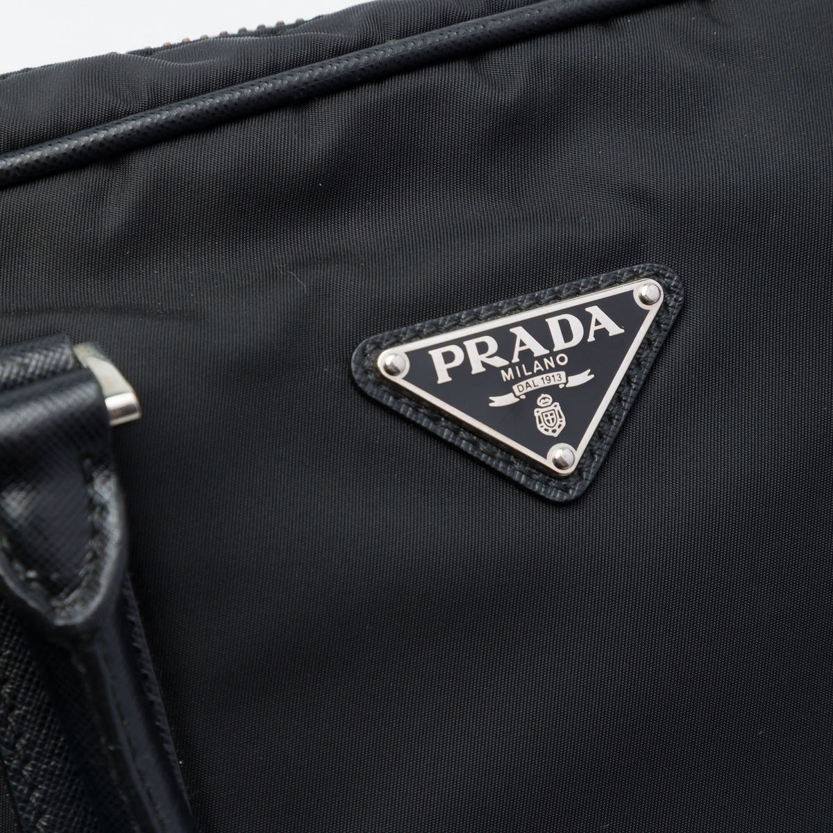 Prada Saffiano Trimmed Tessuto Business Bag