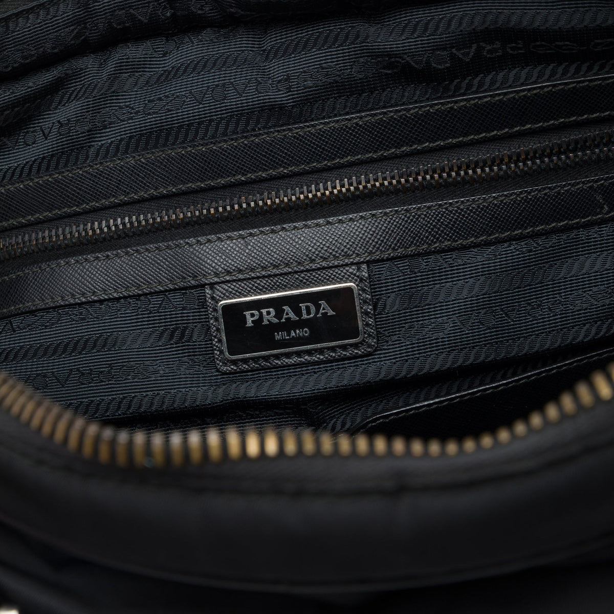 Prada Saffiano Trimmed Tessuto Business Bag