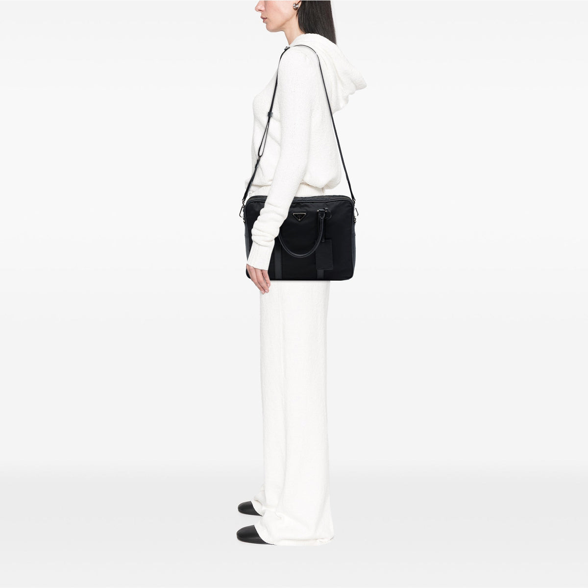 Prada Saffiano Trimmed Tessuto Business Bag