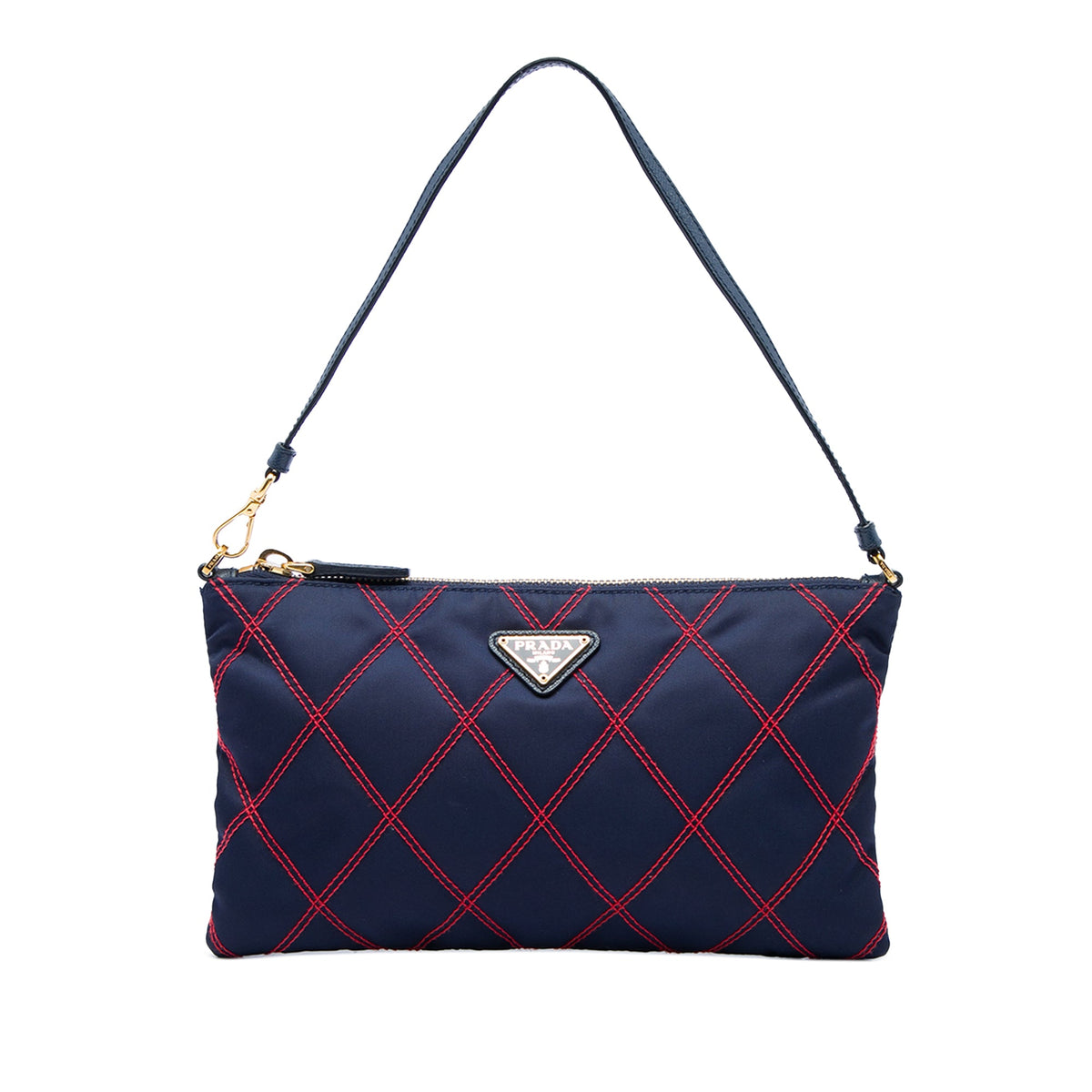 Prada Impuntu Tessuto Shoulder Bag — Blue