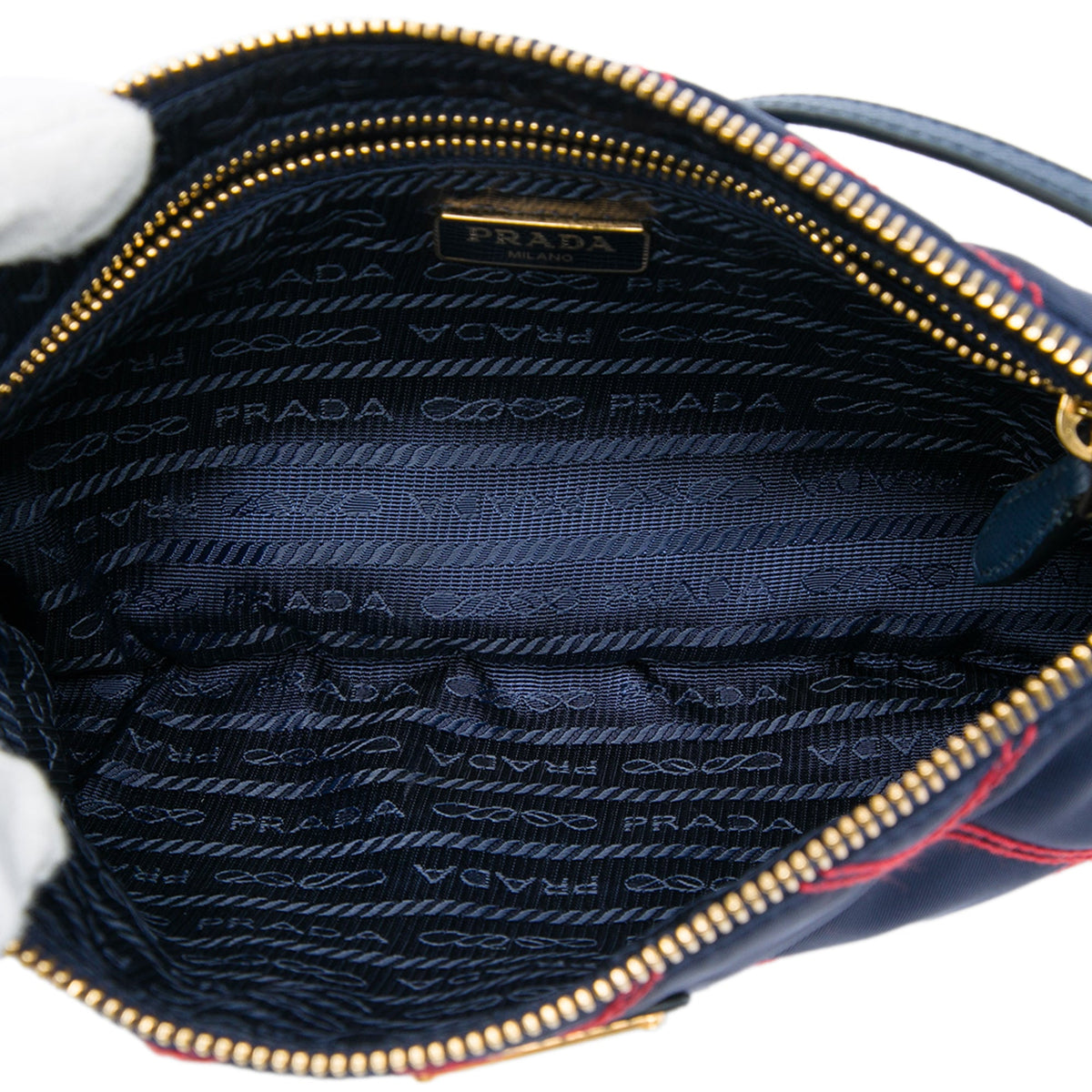 Prada Impuntu Tessuto Shoulder Bag — Blue