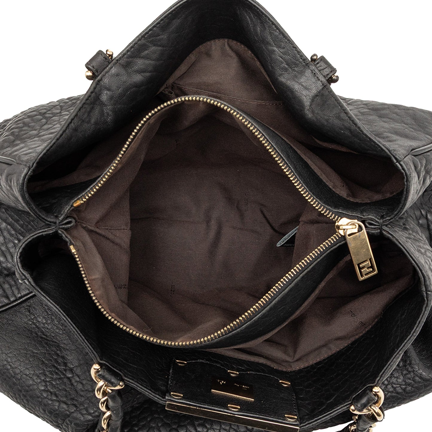 Fendi Large Pebbled Calfskin Mia Shoulder Bag