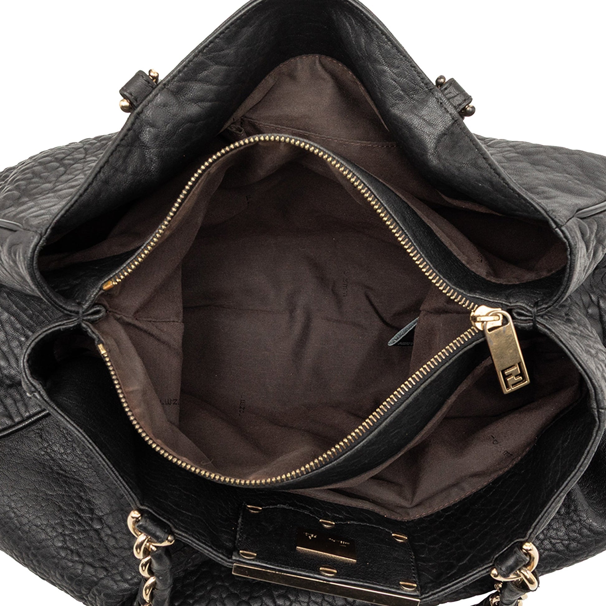 Fendi Large Pebbled Calfskin Mia Shoulder Bag
