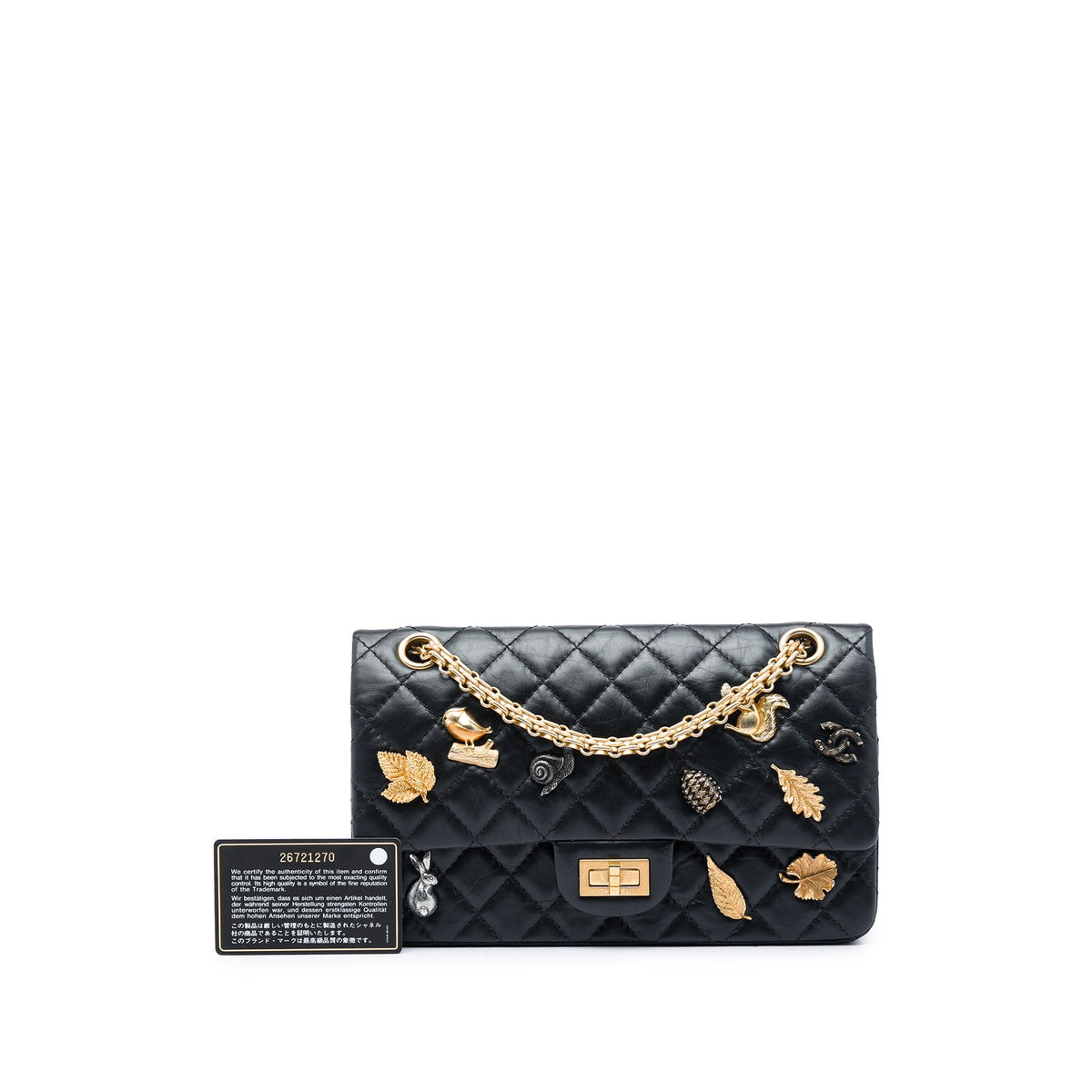 Chanel Quilted Aged Calfskin Reissue 2.55 Lucky Charms Double Flap 225 — Black