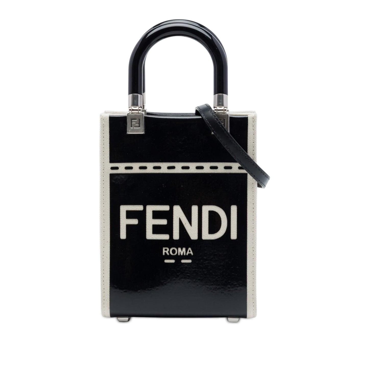 Fendi Mini Patent and Canvas Sunshine Shopper Tote
