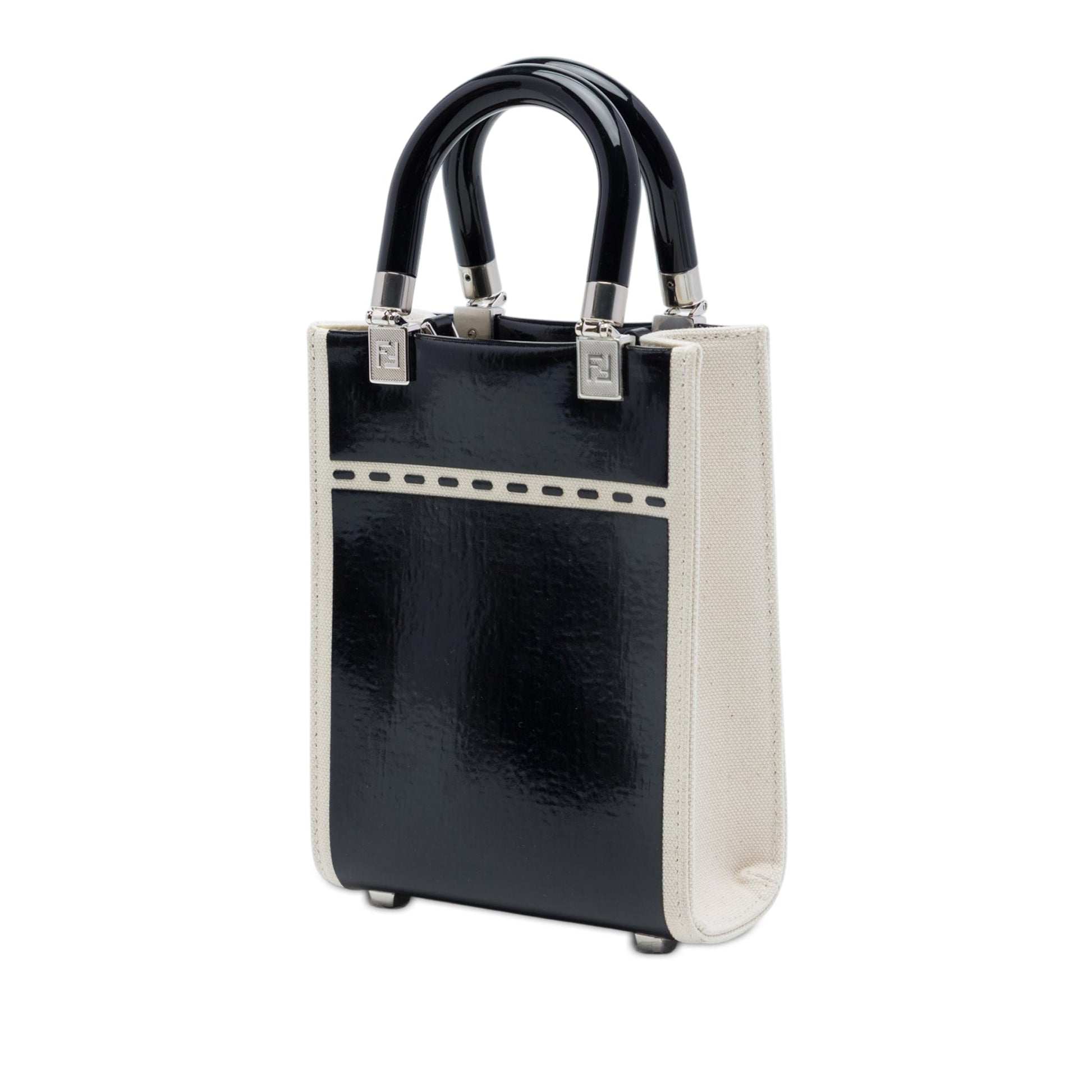 Fendi Mini Patent and Canvas Sunshine Shopper Tote